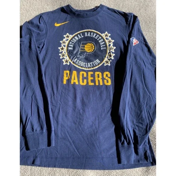 The Nike Tee Dri-Fit Indiana Pacers NBA Shirt Mens XS Navy Crew Neck Long Sleeve - Picture 1 of 10